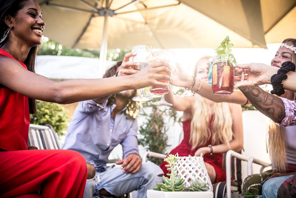 A group of friends at a garden party